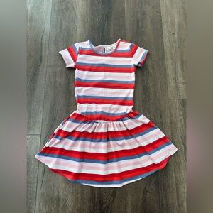 Dot Dot Smile Red and Blue Striped Kids Dress